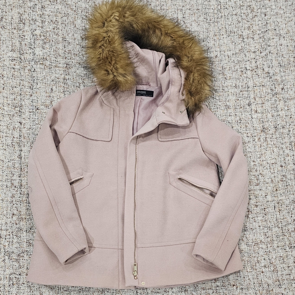 Zara pale pink hooded jacket